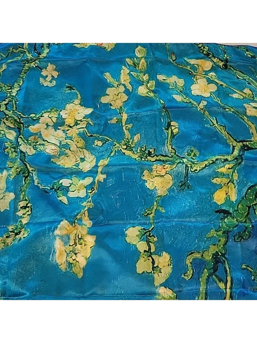 NWOT Vangogh replica impressionist blue and yellow neck scarf new - Picture 5 of 7